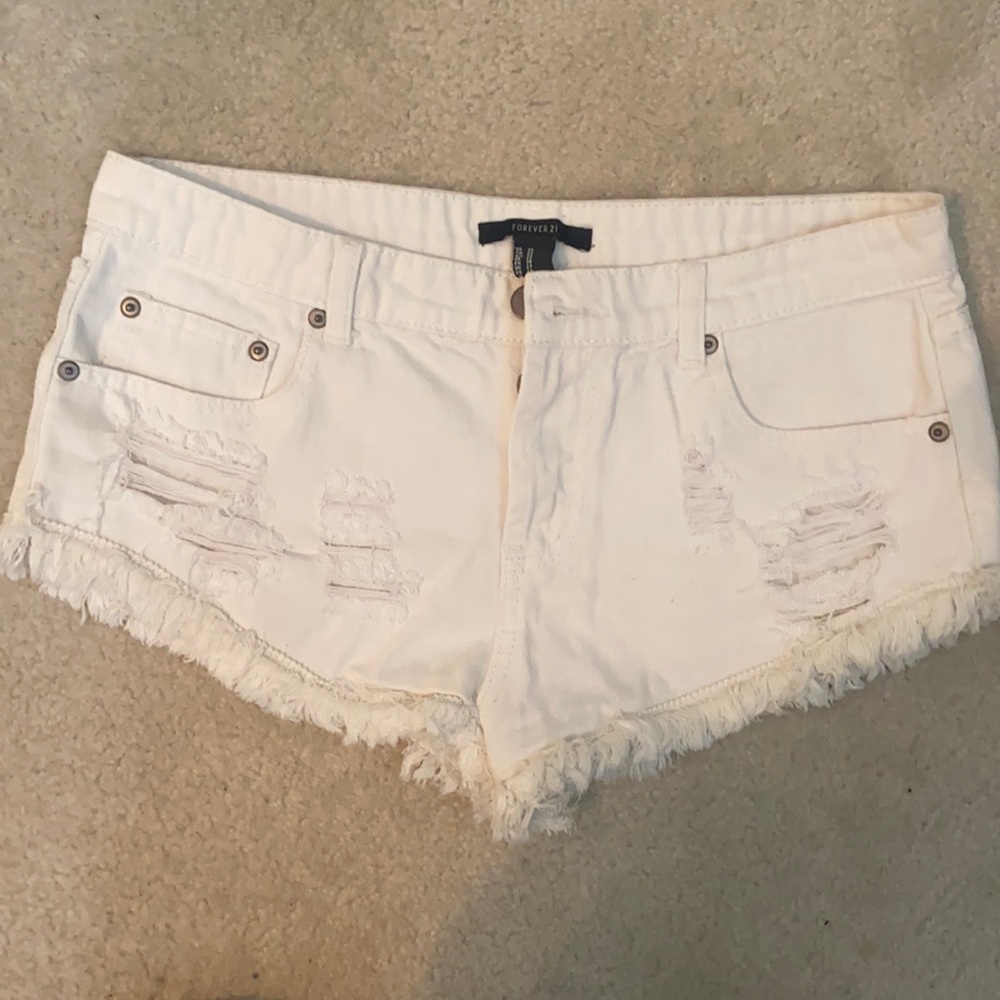 Forever 21 white jean shorts